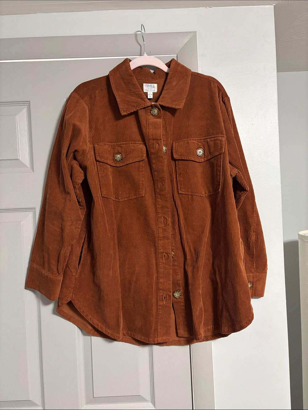 Time and Tru Rust Corduroy Button-Up Jacket